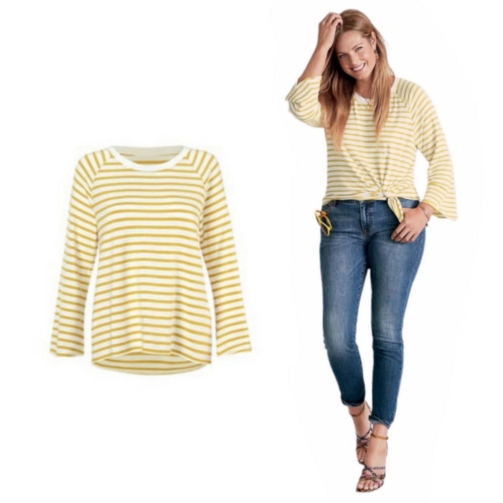 Cabi Yellow Striped Standard Sweatshirt, # 5929, Size Small